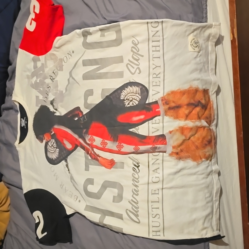 XL Akoo Mens Graphic tee shirt black white and red